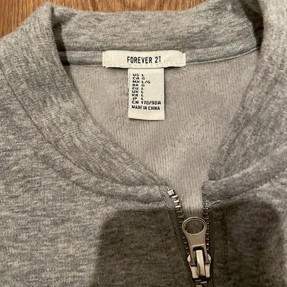 Grey zip up sweater with patches - Picture 3 of 3